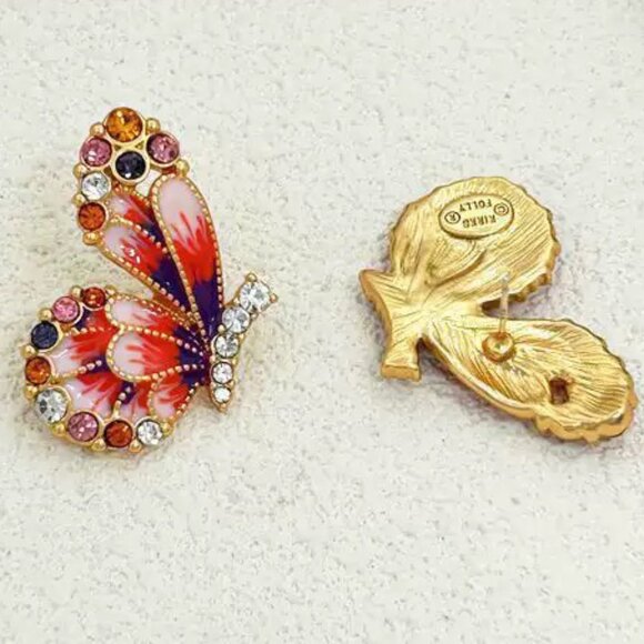 Kirks Folly Colored butterfly Rhinestone Earrings - Picture 2 of 2